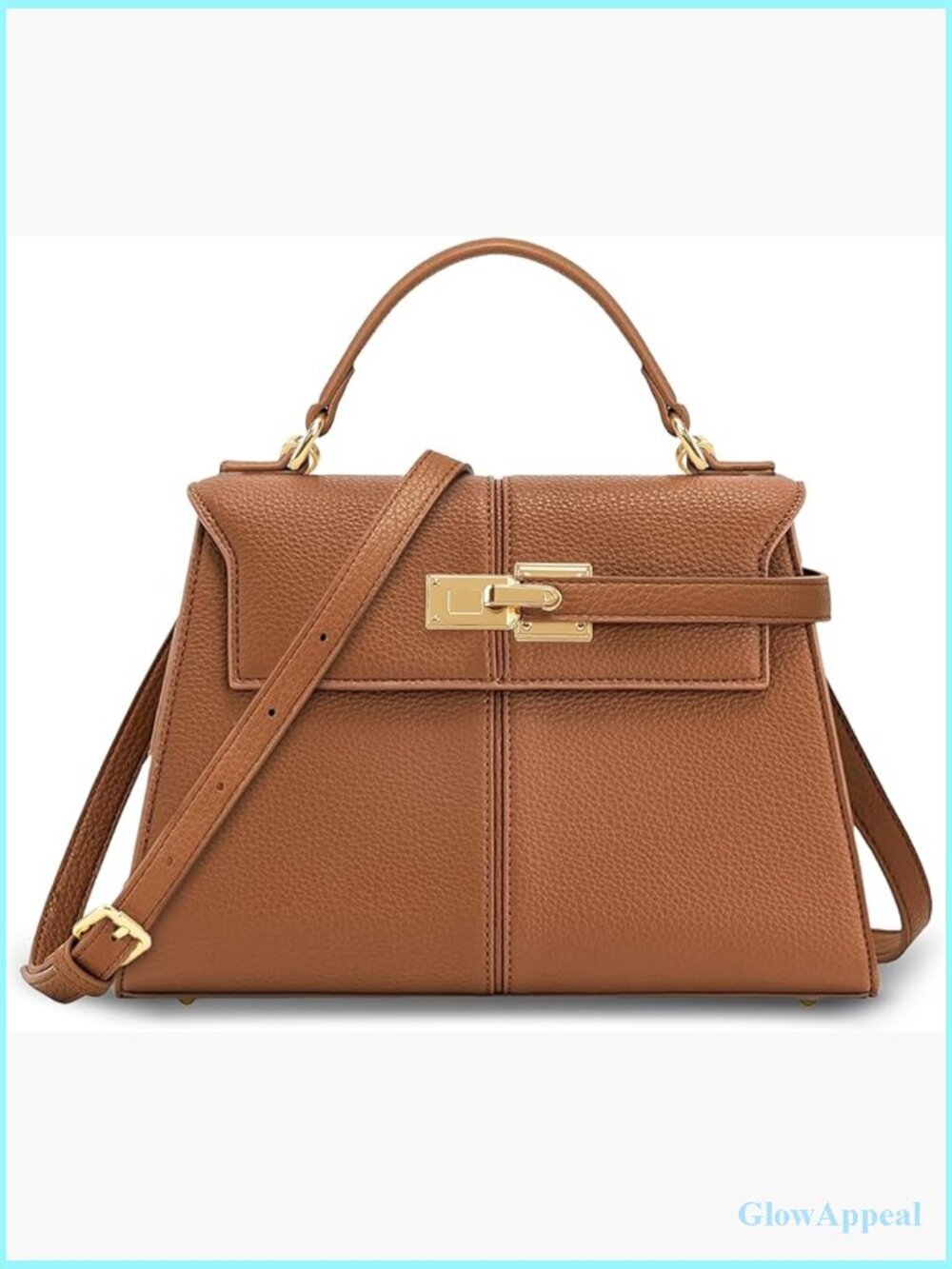 Vegan Leather Top Handle Crossbody Bag with Adjustable Strap